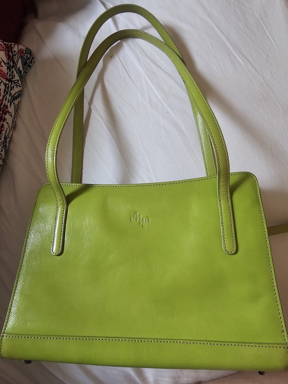 Monsac Lime Green Leather Shoulder Bag